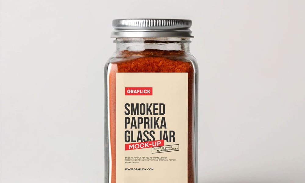 The Ultimate Collection of 2000+ Free Mockup Templates PSD Designs 674 Free Spice Jar with Smoked Paprika Mockup PSD