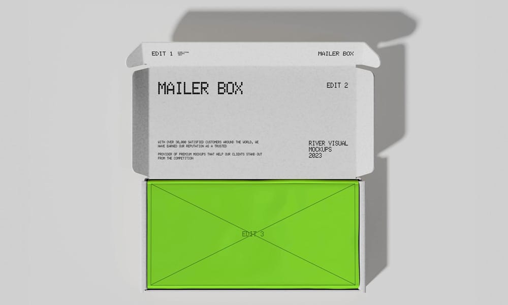 The Ultimate Collection of 2000+ Free Mockup Templates PSD Designs 650 Free Top View Opened Mailer Box Mockup