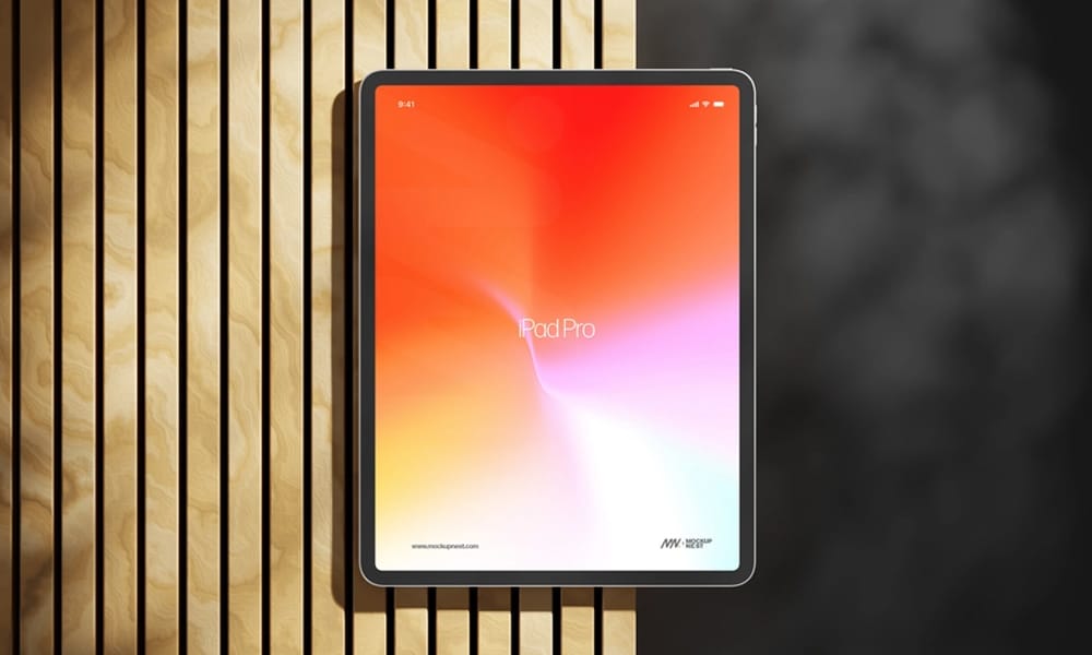 The Ultimate Collection of 2000+ Free Mockup Templates PSD Designs 62 Free iPad Pro Mockup On Wood PSD