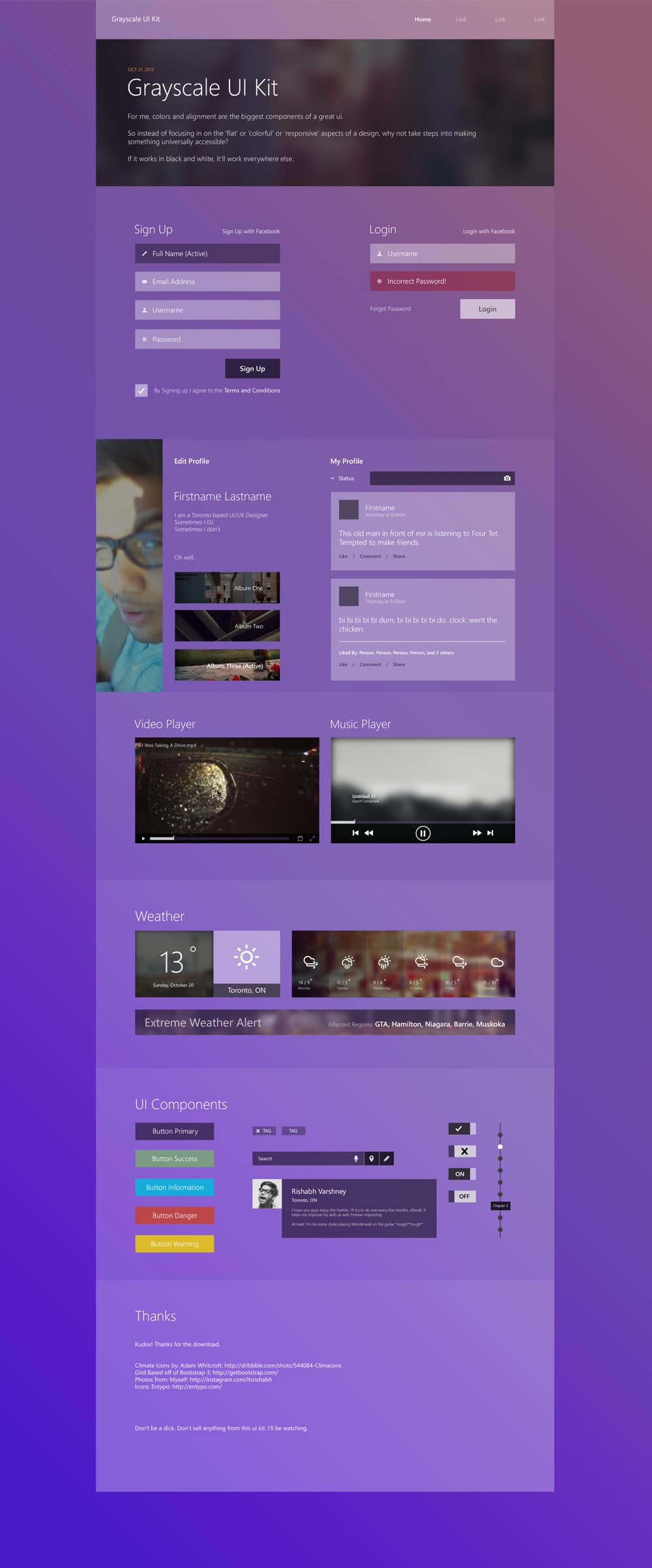 50+ Free Flat style UI Kits 51 Grayscale UI Kit PSD