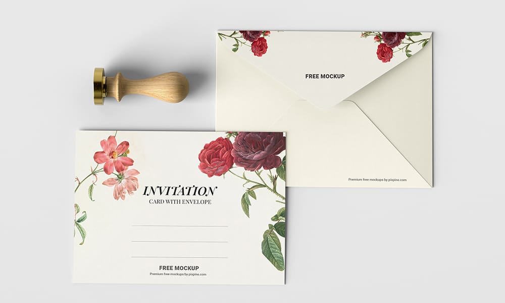 The Ultimate Collection of 2000+ Free Mockup Templates PSD Designs 153 Invitation Card with Stamp Mockup PSD
