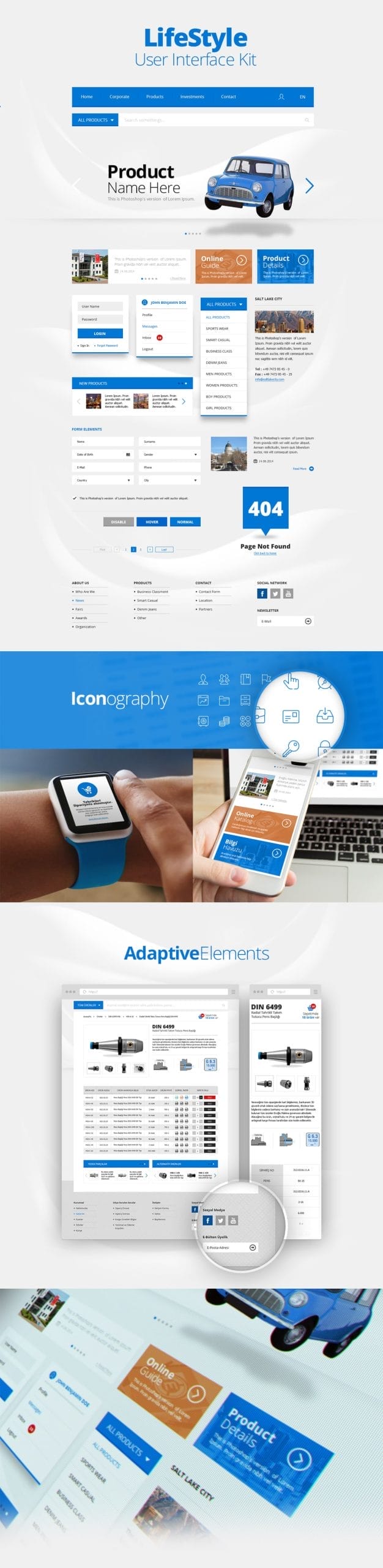 50+ Free Flat style UI Kits 11 LifeStyle UI Kit PSD