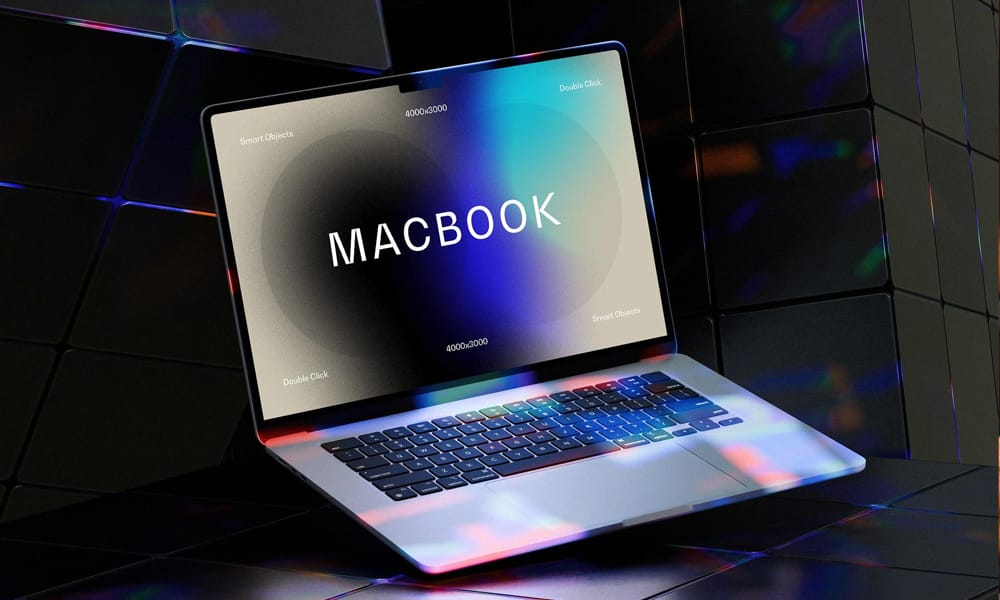 The Ultimate Collection of 2000+ Free Mockup Templates PSD Designs 30 Neon Light MacBook Air Mockup PSD