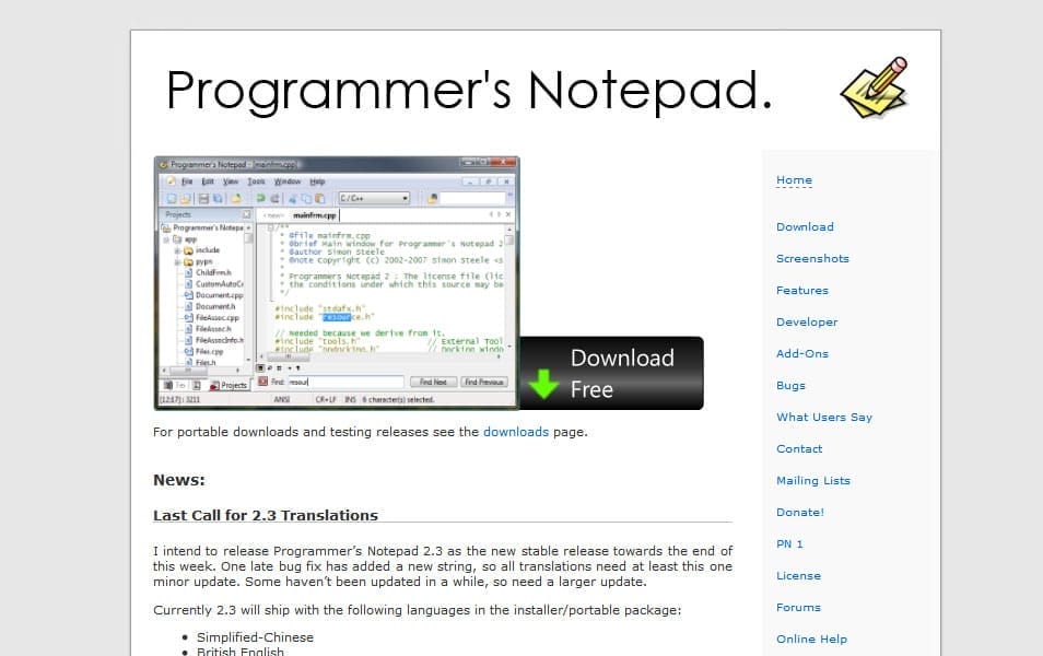 Best Free Code Editors For Developers 54 Programmer's Notepad