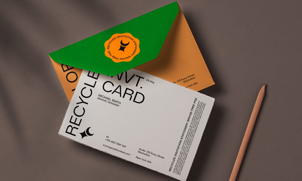 The Ultimate Collection of 2000+ Free Mockup Templates PSD Designs 154 Recycled Branding Invitation Card Mockup PSD