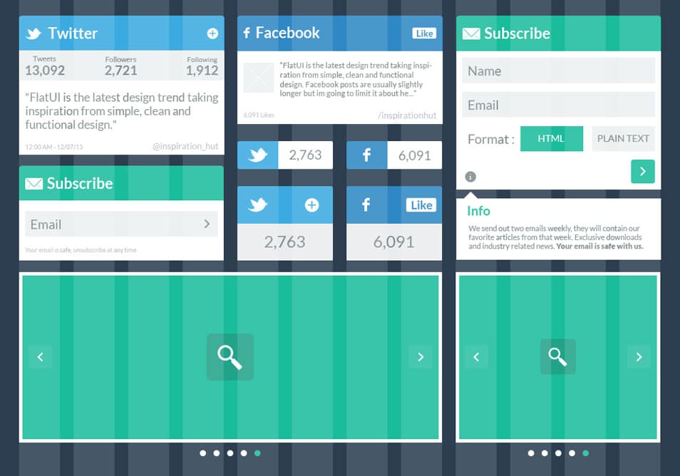 Social and Subscribe Flat UI Kit Social and Subscribe Flat UI Kit