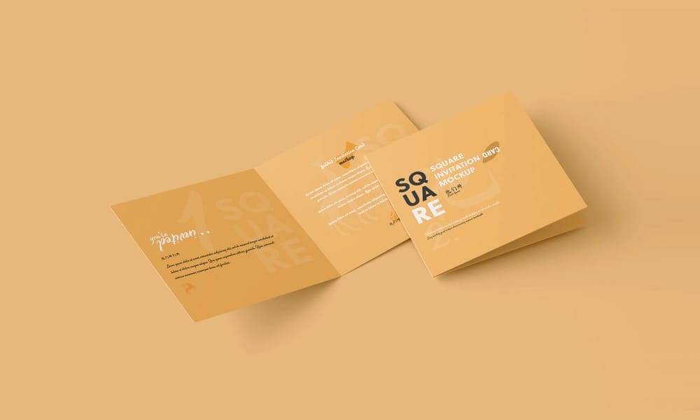The Ultimate Collection of 2000+ Free Mockup Templates PSD Designs 149 Square Folded Wedding Invitation Card Mockup