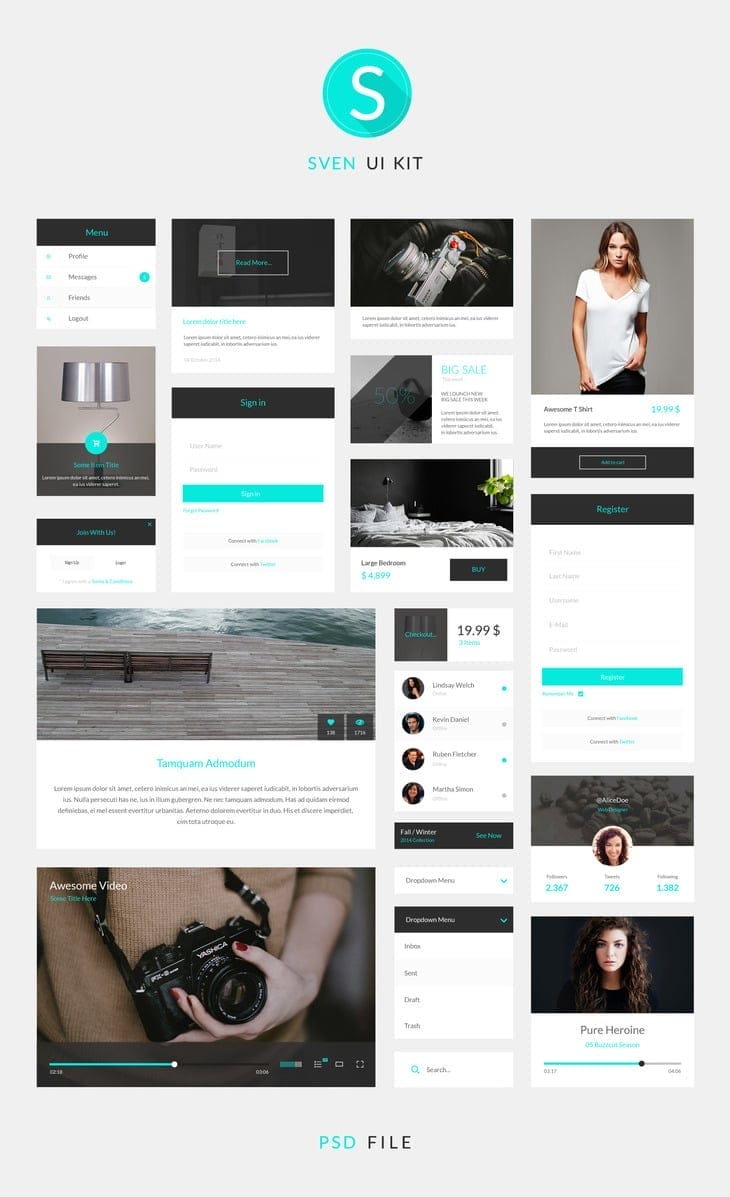 50+ Free Flat style UI Kits 30 Sven