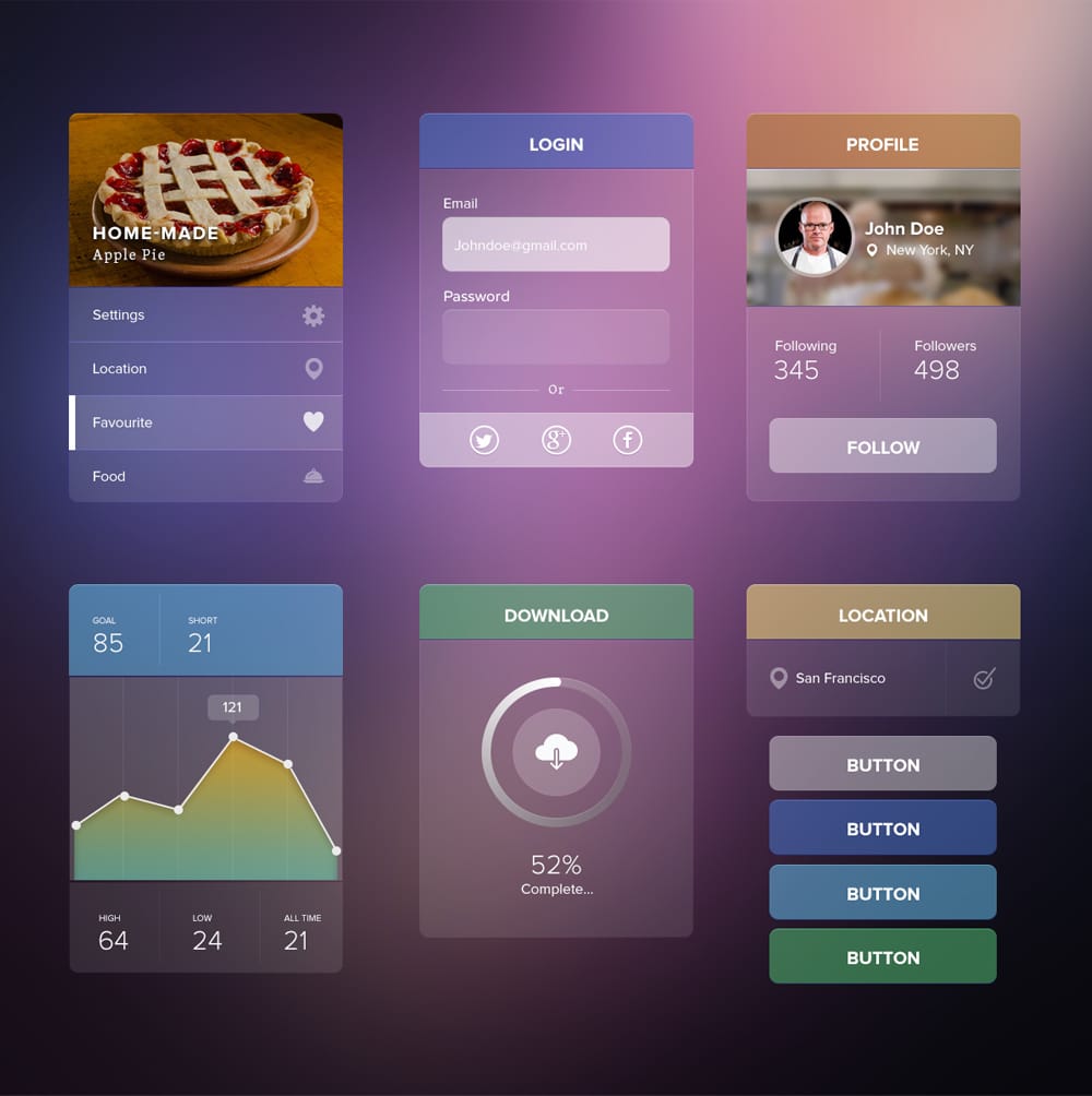 Transparent UI kit PSD