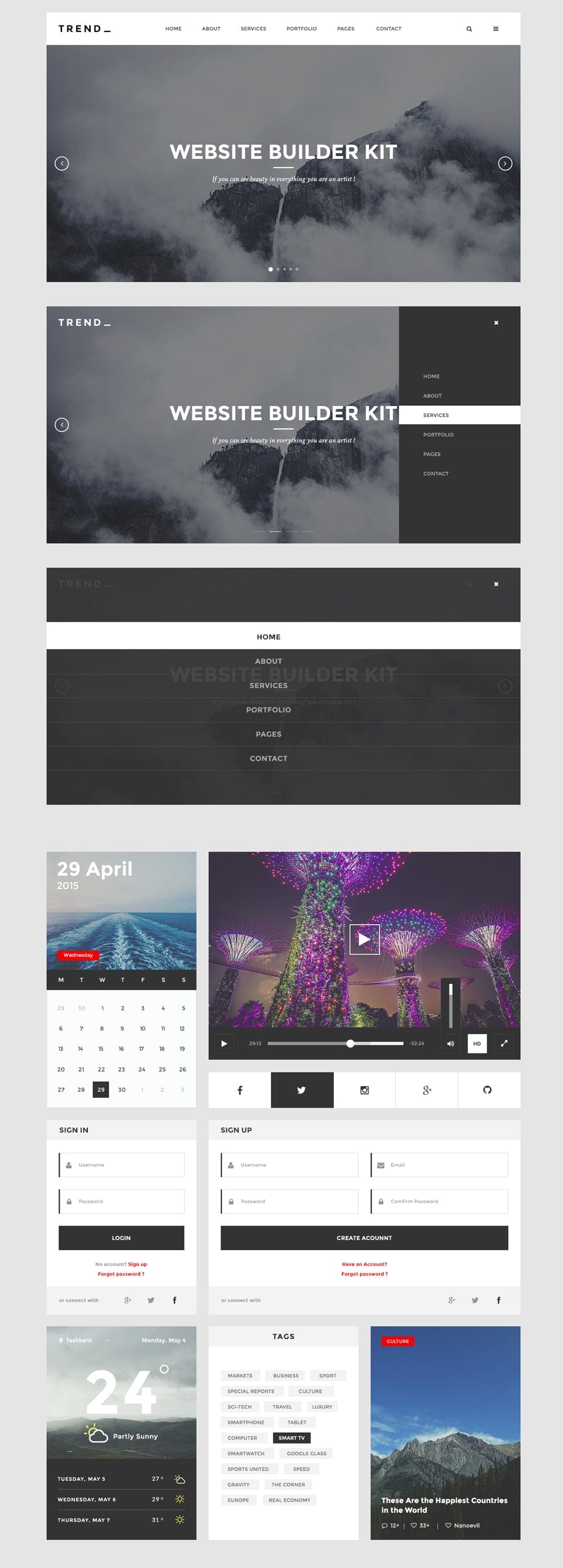 50+ Free Flat style UI Kits 7 Trend-UI-Kit-PSD
