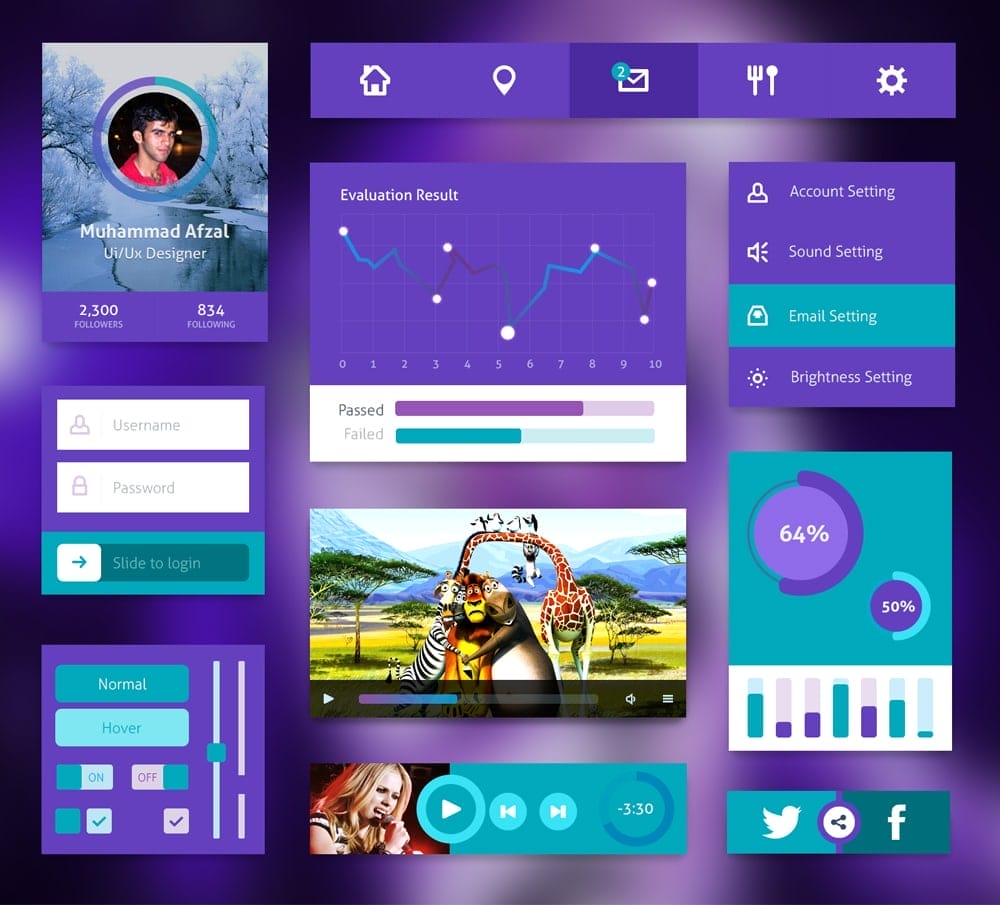 50+ Free Flat style UI Kits 47 Ui Kit