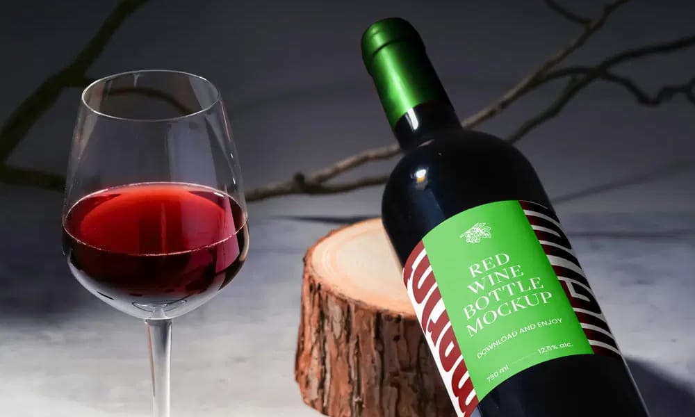 The Ultimate Collection of 2000+ Free Mockup Templates PSD Designs 517 Wine Bottle on Wood Mockup PSD
