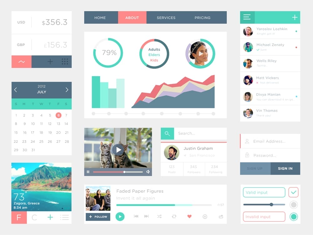 50+ Free Flat style UI Kits 48 Free UI Kit PSD