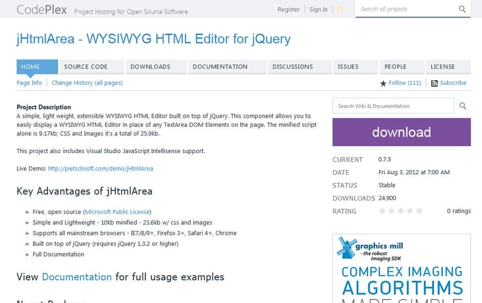 Best Free Code Editors For Developers 75 jHtmlArea - WYSIWYG HTML Editor for jQuery