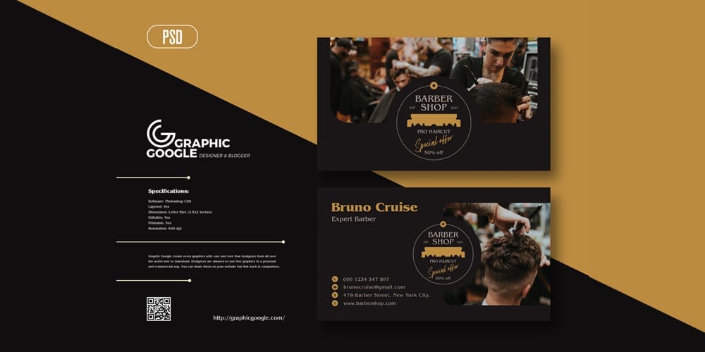 100+ Free Business Cards PSD 20 Barber Shop Business Card Design Template