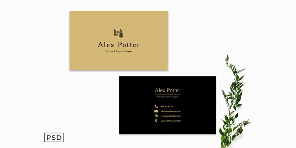 100+ Free Business Cards PSD 186 Black Golden Business Card Template