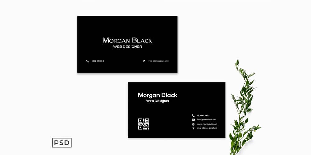 100+ Free Business Cards PSD 179 Black Minimalist Business Card Template