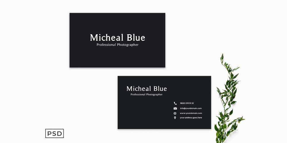 100+ Free Business Cards PSD 65 Black Sober Business Card Template