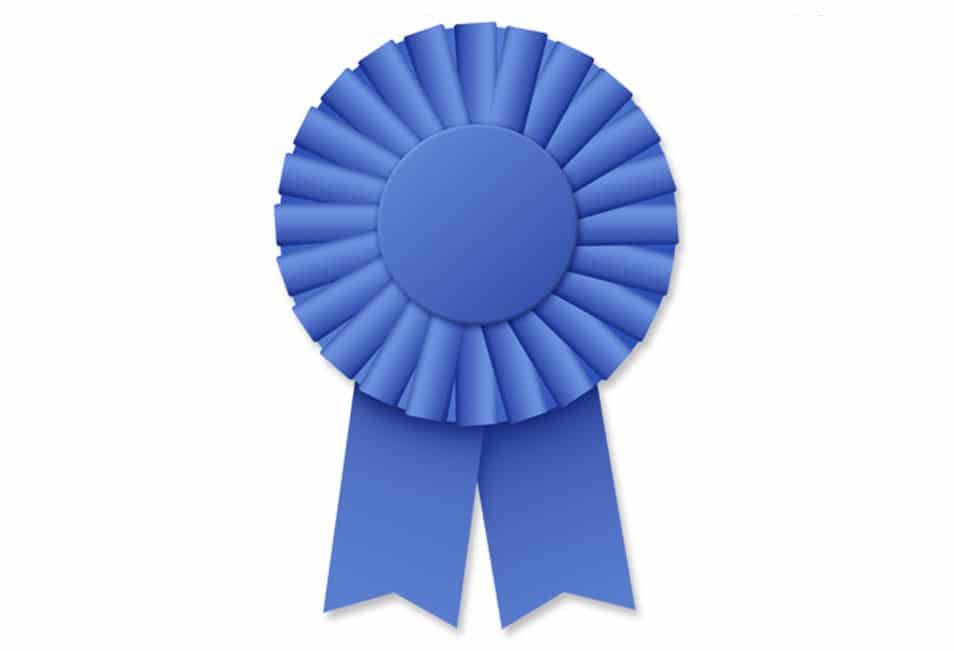 Blue ribbon rosette (PSD)