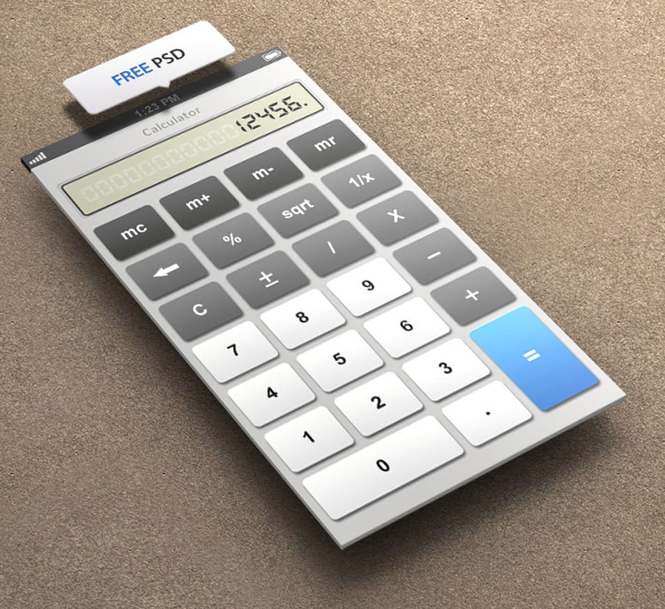 75+ Latest Free UI designs PSD 29 Calculato for iPhone 5 Retina Ready - FREE PSD