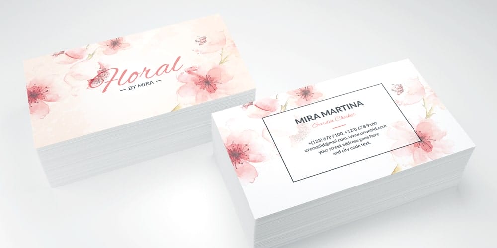 Clean Floral Business Card PSD