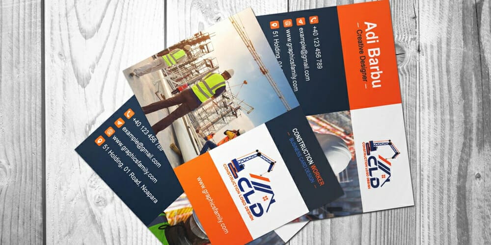 100+ Free Business Cards PSD 402 Construction Worker Business Card Design