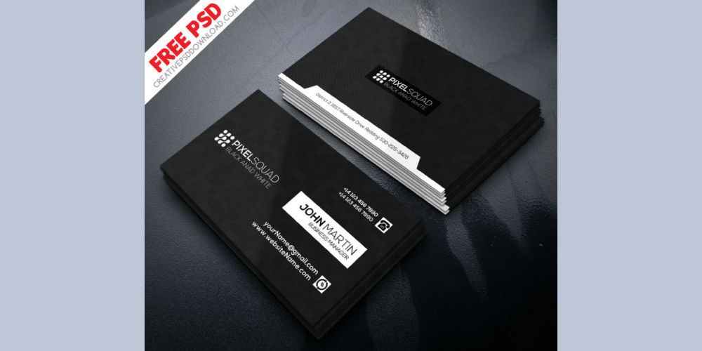 100+ Free Business Cards PSD 264 Corporate Black And White Business Card PSD