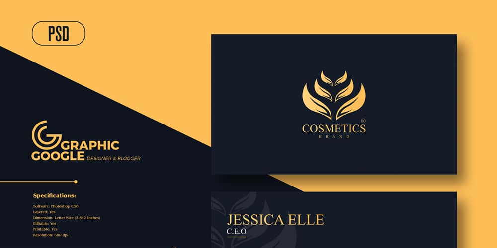100+ Free Business Cards PSD 14 Cosmetics Brand Business Card Design Template