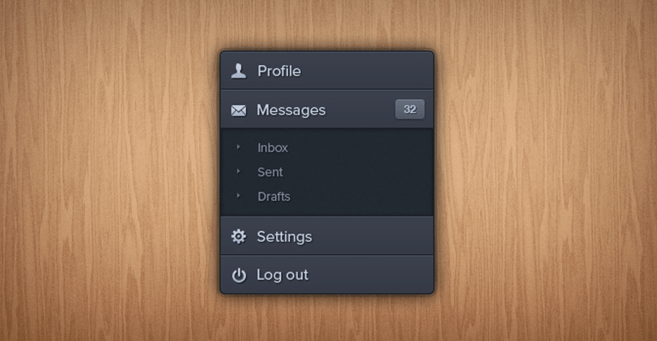 Dark Accordion Style Navigation Dark Accordion Style Navigation