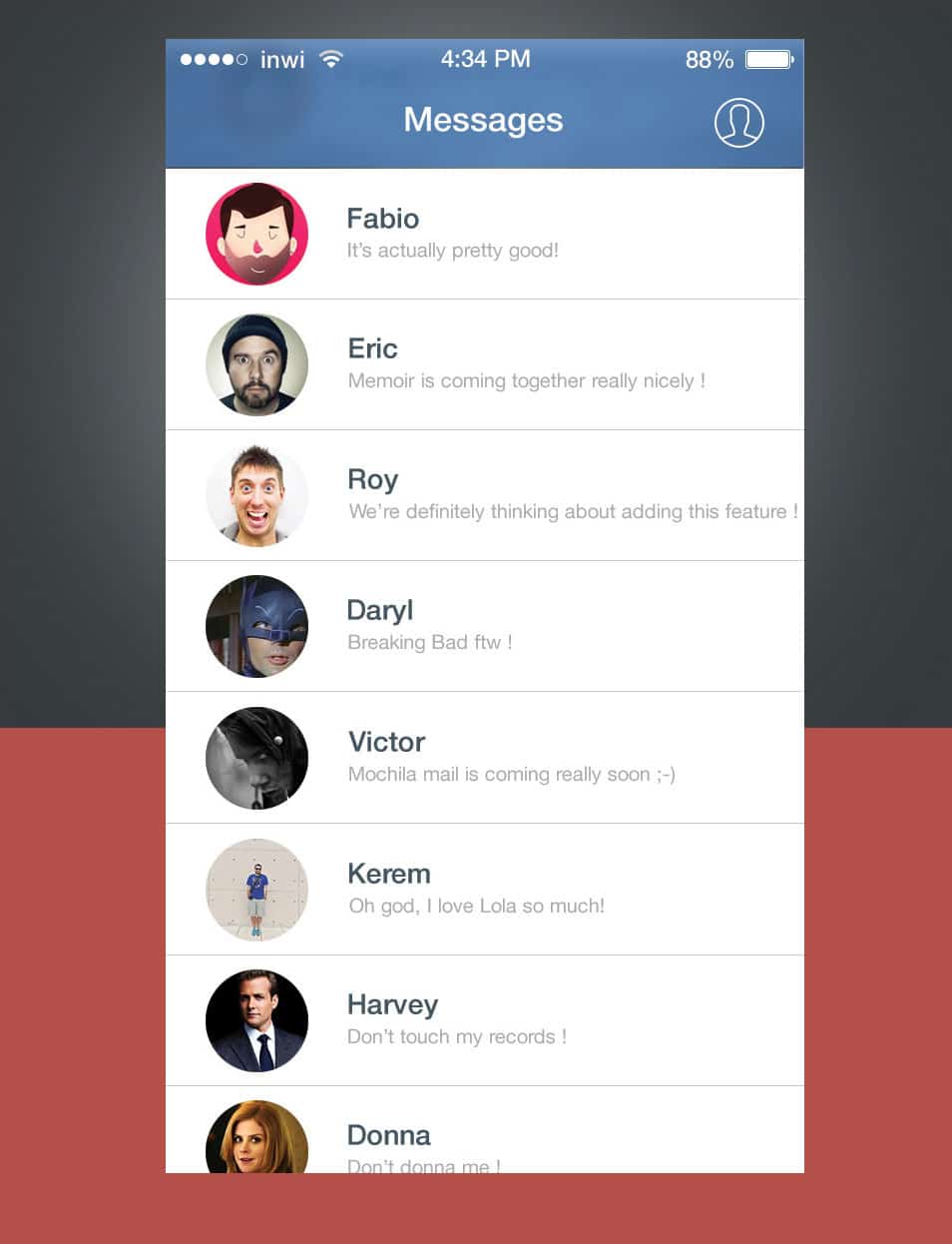 75+ Latest Free UI designs PSD 58 Facebook Messenger iOS 7 redesign
