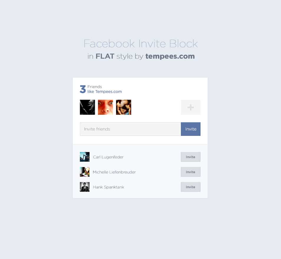 75+ Latest Free UI designs PSD 42 Facebook invite block in flat style