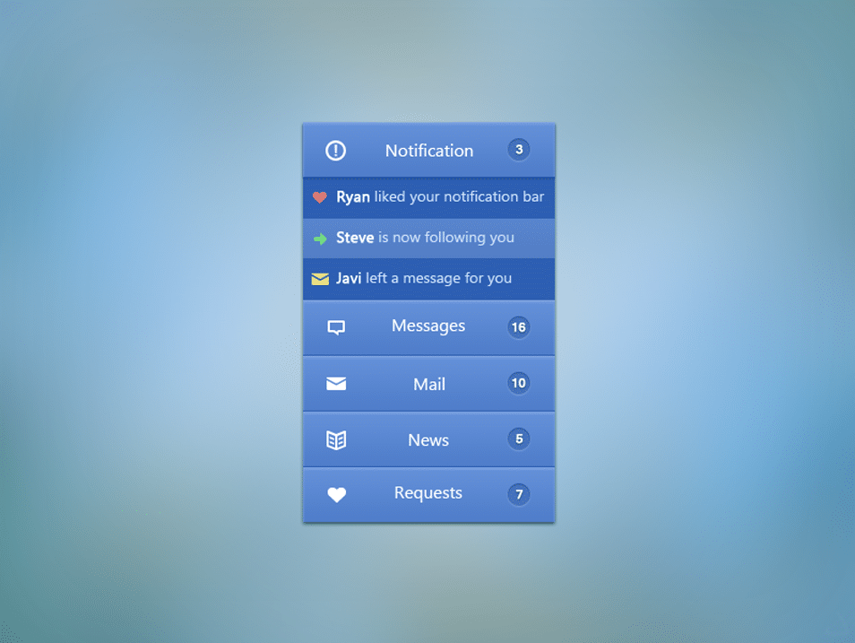 Finely Textured Blue Navigation Menu PSD Finely Textured Blue Navigation Menu PSD