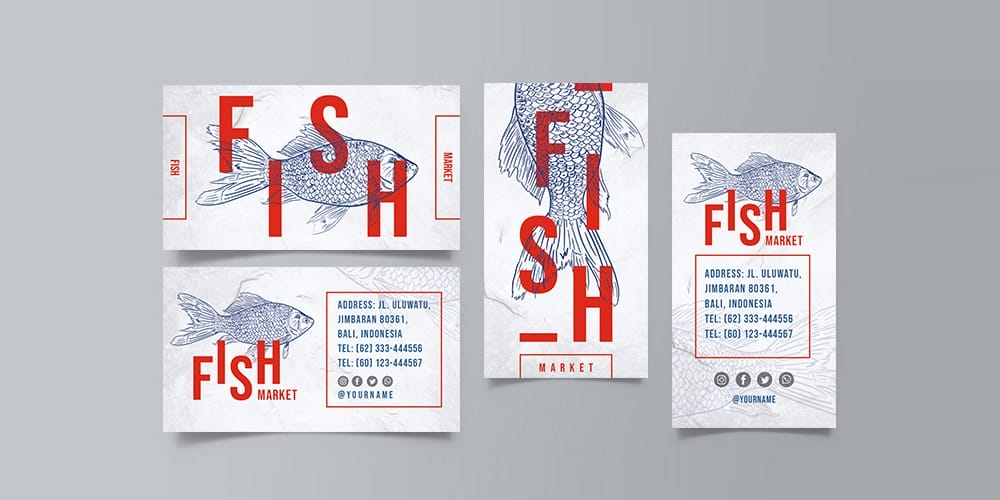 100+ Free Business Cards PSD 466 Fish Market Business Card Template PSD