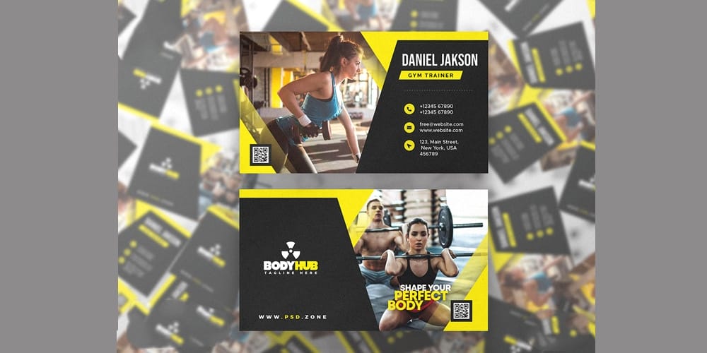 100+ Free Business Cards PSD 133 Fitness Gym Trainer Business Card PSD