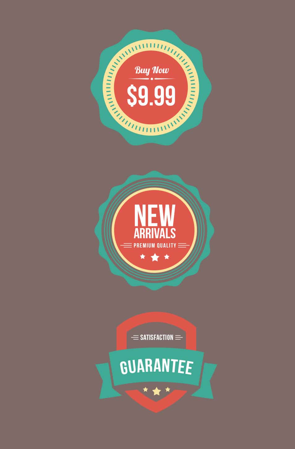 Flat Web Badges (PSD)