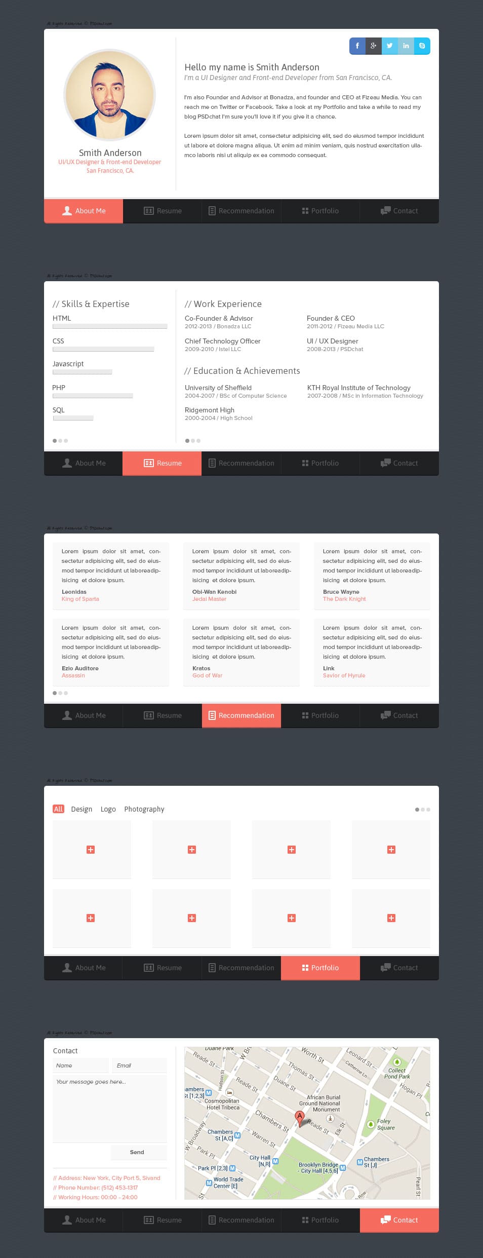 75+ Latest Free UI designs PSD 9 Flat vCard Template (PSD)