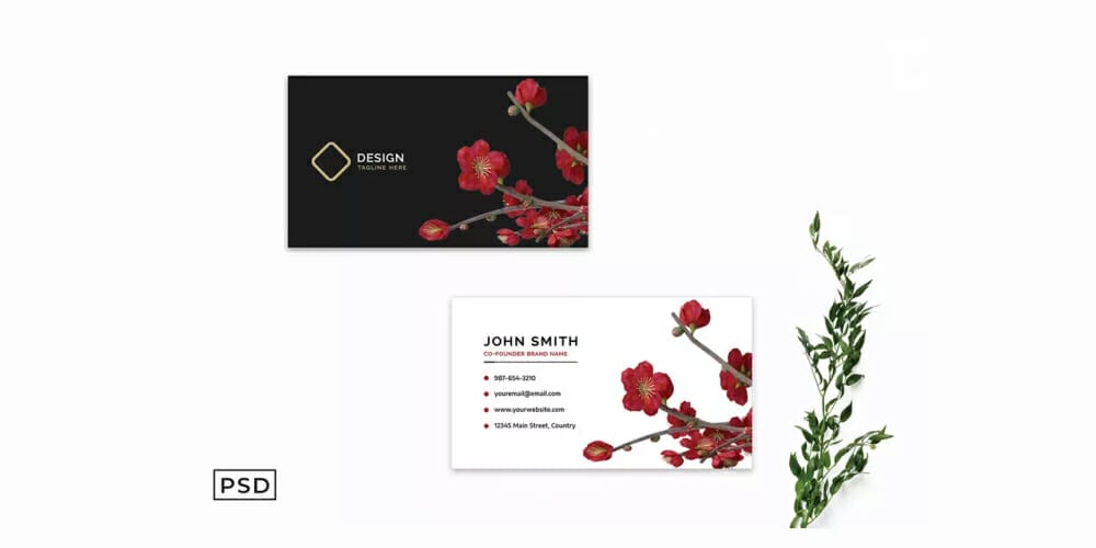100+ Free Business Cards PSD 322 Floral Business Card Template V3