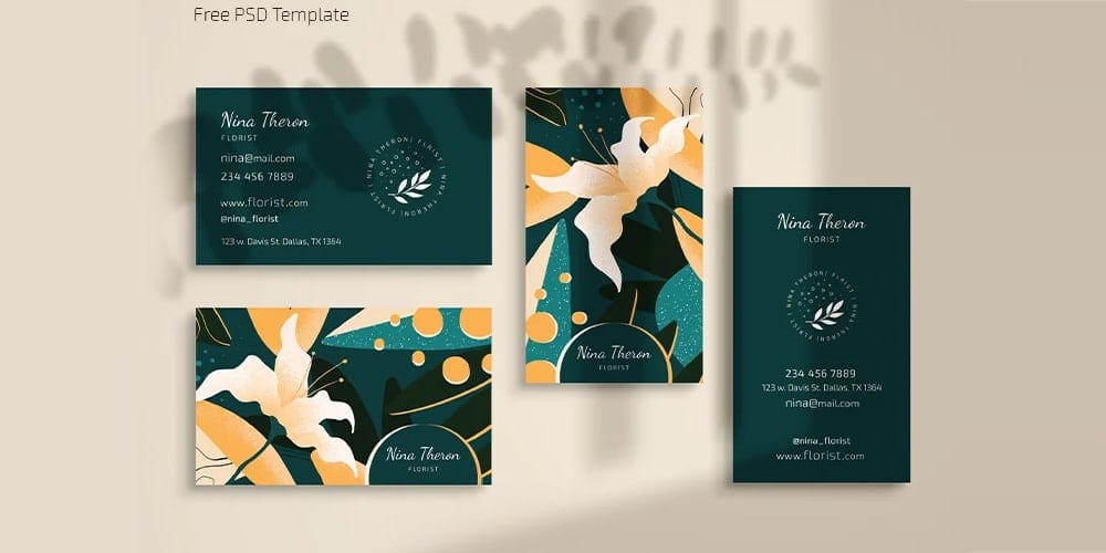 100+ Free Business Cards PSD 321 Florist Business Card Template PSD