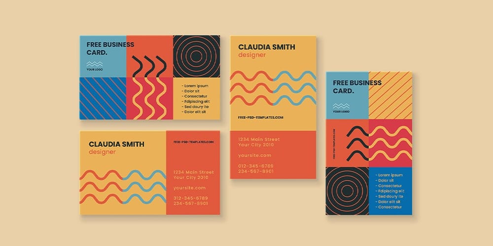 100+ Free Business Cards PSD 125 Geometric Business Card Template