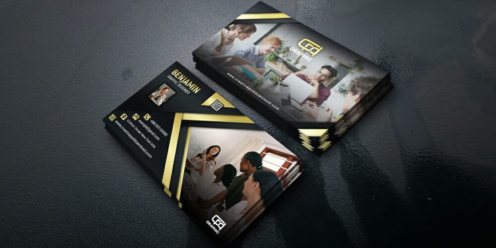 100+ Free Business Cards PSD 208 Gold Corporate Business Card