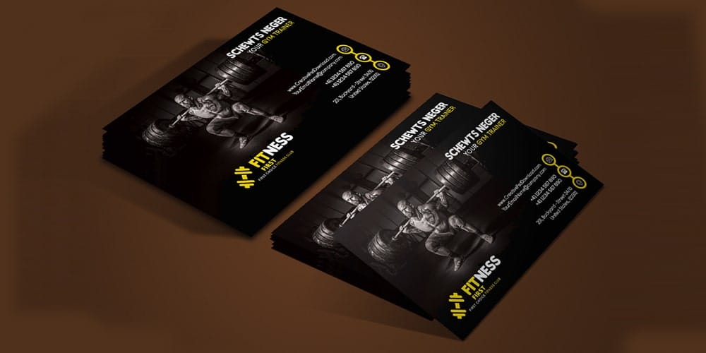 100+ Free Business Cards PSD 104 Gym Trainer Minimalistic Business Card PSD