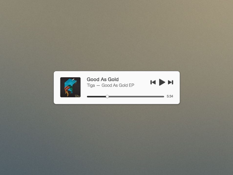 75+ Latest Free UI designs PSD 46 Mini Music Widget (Free PSD)