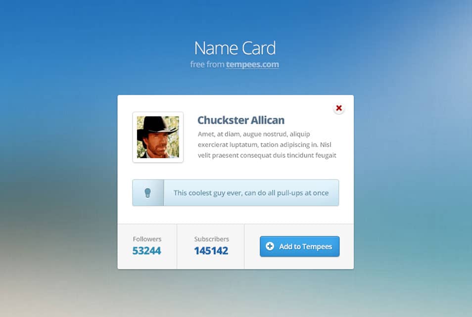 75+ Latest Free UI designs PSD 43 Name card with features