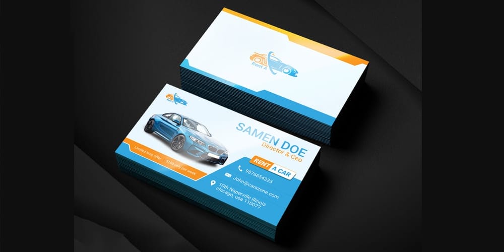 100+ Free Business Cards PSD 353 Rent A Car Business Card Template PSD