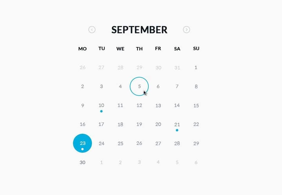 75+ Latest Free UI designs PSD 5 Round Calendar