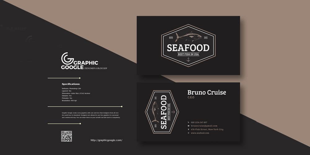 100+ Free Business Cards PSD 182 Seafood Business Card Design Template