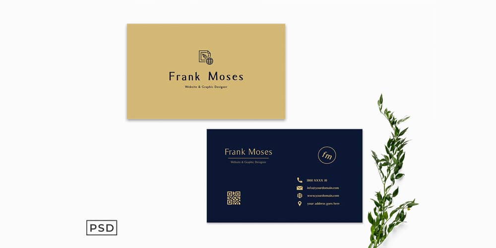 100+ Free Business Cards PSD 184 Simple Golden Business Card Template