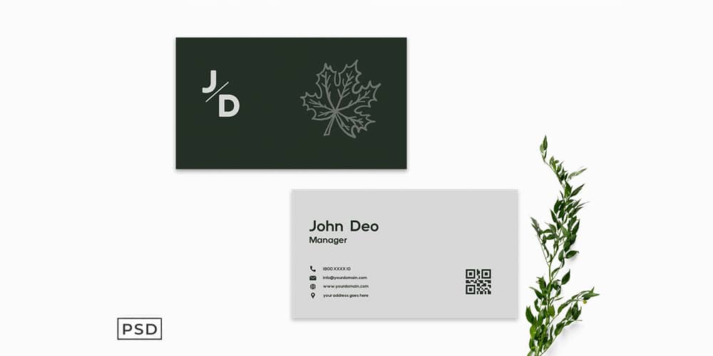 100+ Free Business Cards PSD 442 Simple Green Business Card Template