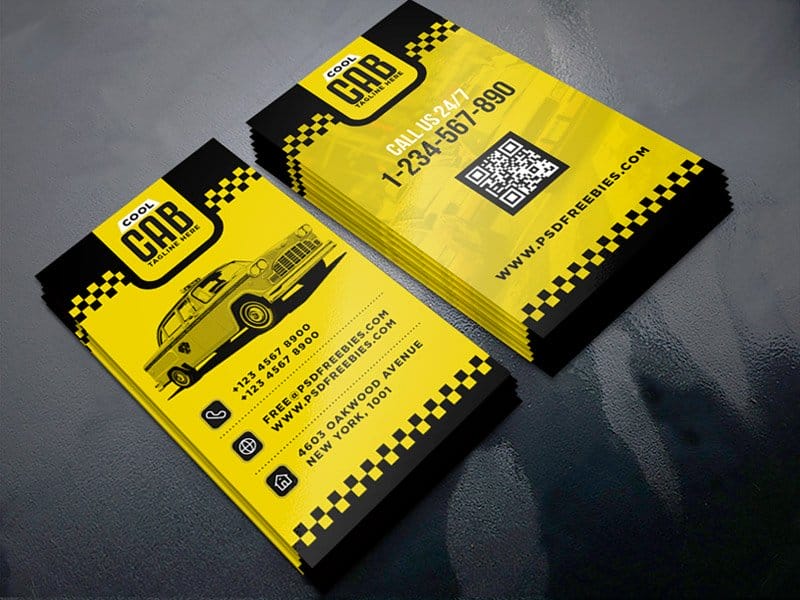 100+ Free Business Cards PSD 357 Taxi Cab Service Business Card Template PSD