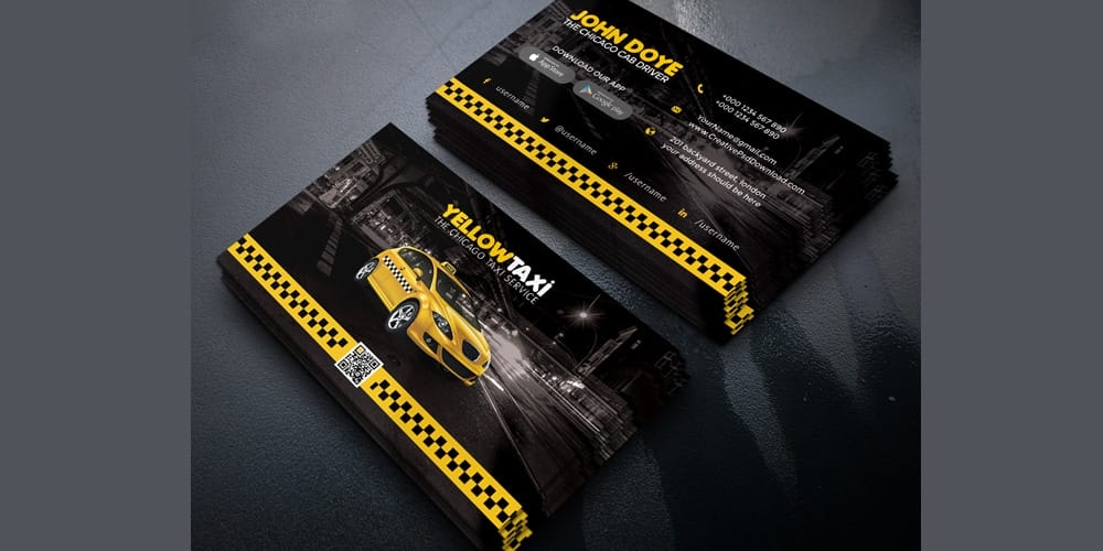 100+ Free Business Cards PSD 355 Taxi-Service-Business-Card-PSD